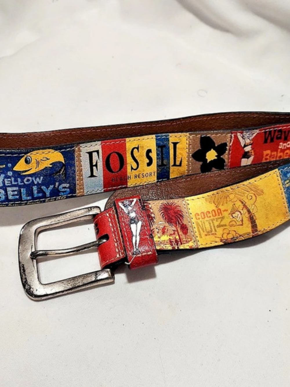 Vintage Fossil Beach Resort Patchwork Belt
